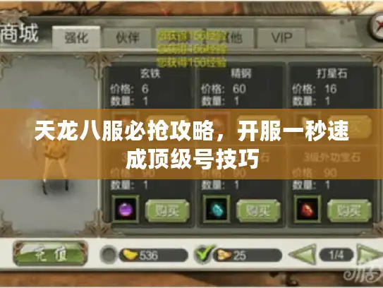 天龙八服必抢攻略，开服一秒速成顶级号技巧
