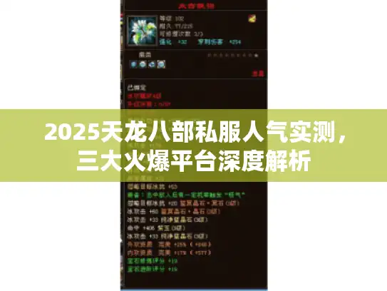 2025天龙八部私服人气实测，三大火爆平台深度解析
