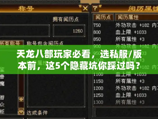 天龙八部玩家必看,选私服/版本前,这5个隐藏坑你踩过吗? 天龙八部玩家必看,选私服/版本前,这5个隐藏坑你踩过吗?