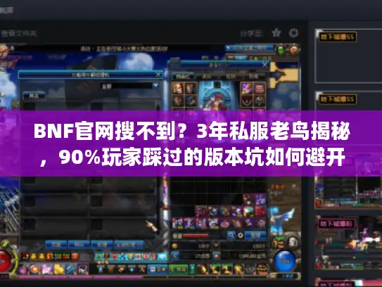 BNF官网搜不到？3年私服老鸟揭秘，90%玩家踩过的版本坑如何避开