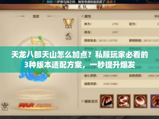 天龙八部天山怎么加点？私服玩家必看的3种版本适配方案，一秒提升爆发