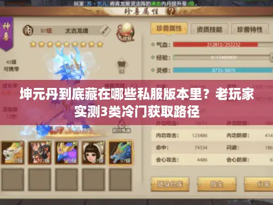 坤元丹到底藏在哪些私服版本里？老玩家实测3类冷门获取路径