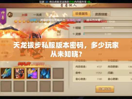 天龙拔步私服版本密码，多少玩家从未知晓？
