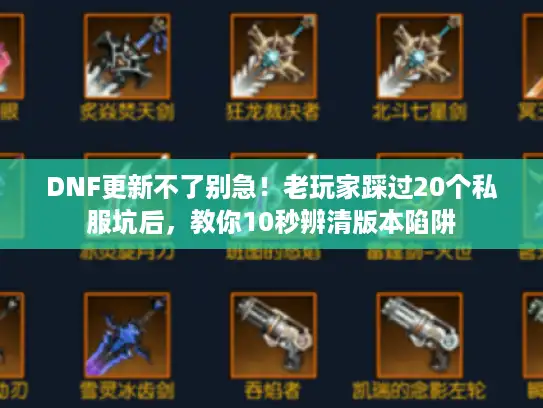 DNF更新不了别急！老玩家踩过20个私服坑后，教你10秒辨清版本陷阱