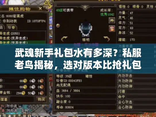 武魂新手礼包水有多深？私服老鸟揭秘，选对版本比抢礼包更重要