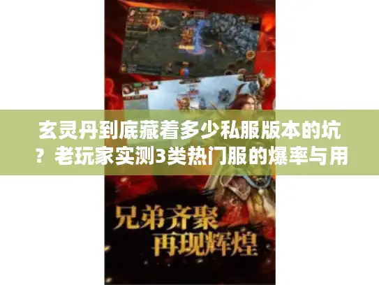 玄灵丹到底藏着多少私服版本的坑？老玩家实测3类热门服的爆率与用法真相