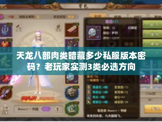 天龙八部肉类暗藏多少私服版本密码?老玩家实测3类必选方向 天龙八部肉类暗藏多少私服版本密码?老玩家实测3类必选方向