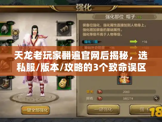 天龙老玩家翻遍官网后揭秘,选私服/版本/攻略的3个致命误区,90%的人都错了 天龙老玩家翻遍官网后揭秘,选私服/版本/攻略的3个致命误区,90%的人都错了