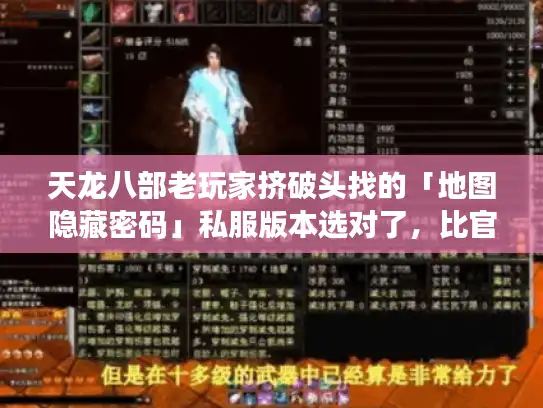 天龙八部老玩家挤破头找的「地图隐藏密码」私服版本选对了，比官服还爽？