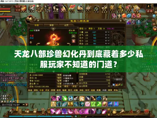 天龙八部珍兽幻化丹到底藏着多少私服玩家不知道的门道？