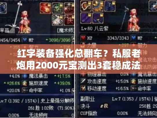 红字装备强化总翻车？私服老炮用2000元宝测出3套稳成法，看完直接省大钱