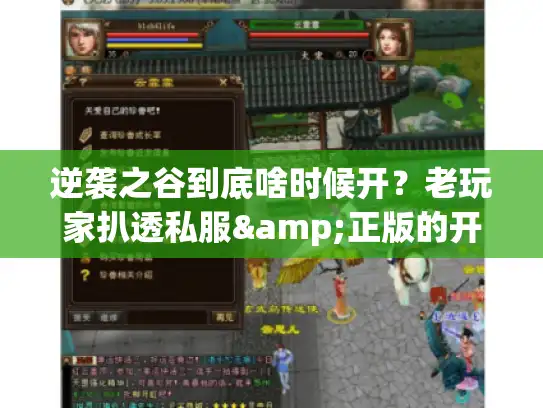 逆袭之谷到底啥时候开？老玩家扒透私服&正版的开服规律，再也不做蹲服冤种