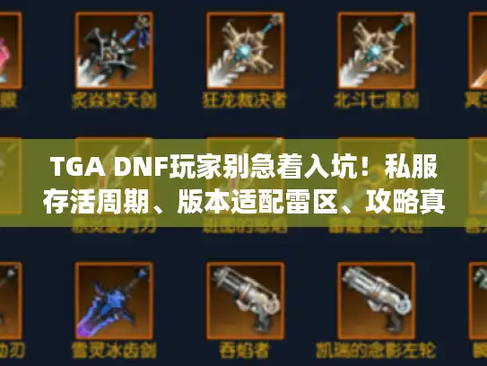 TGA DNF玩家别急着入坑!私服存活周期、版本适配雷区、攻略真有效值我测了30天 TGA DNF玩家别急着入坑!私服存活周期、版本适配雷区、攻略真有效值我测了30天