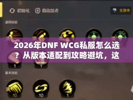 2026年DNF WCG私服怎么选？从版本适配到攻略避坑，这篇帮你省100小时