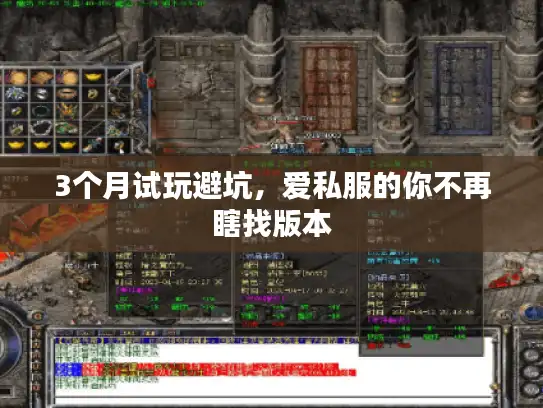3个月试玩避坑，爱私服的你不再瞎找版本