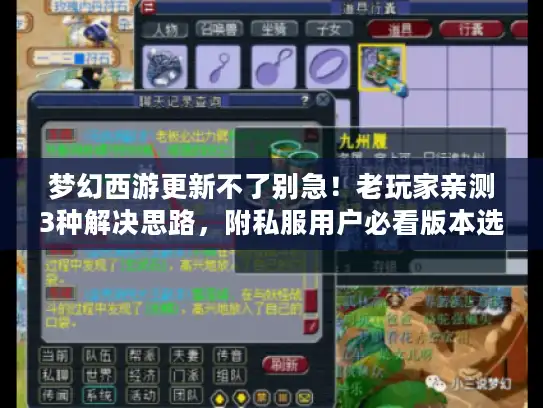 梦幻西游更新不了别急！老玩家亲测3种解决思路，附私服用户必看版本选择指南