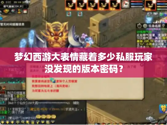 梦幻西游大表情藏着多少私服玩家没发现的版本密码？