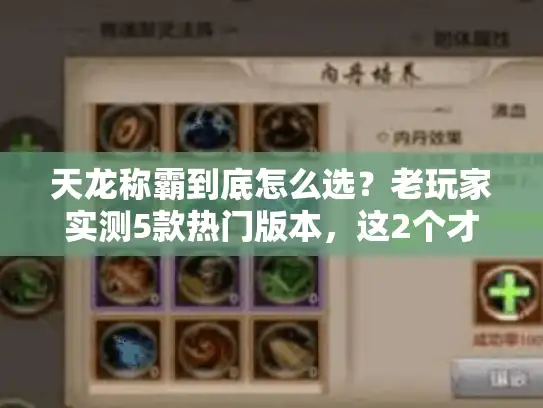 天龙称霸到底怎么选?老玩家实测5款热门版本,这2个才是真能打金霸服的! 天龙称霸到底怎么选?老玩家实测5款热门版本,这2个才是真能打金霸服的!