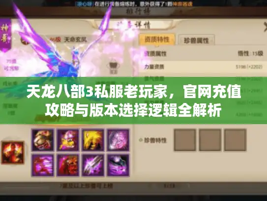 天龙八部3私服老玩家,官网充值攻略与版本选择逻辑全解析 天龙八部3私服老玩家,官网充值攻略与版本选择逻辑全解析