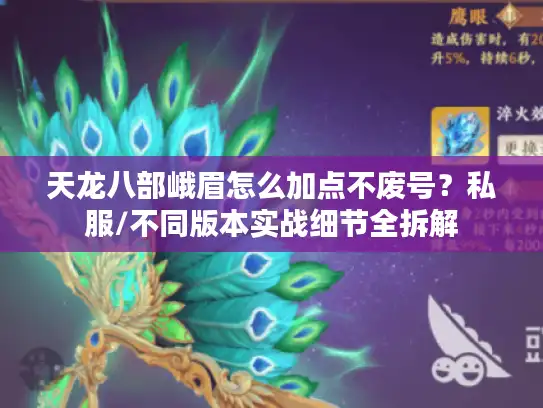 天龙八部峨眉怎么加点不废号？私服/不同版本实战细节全拆解