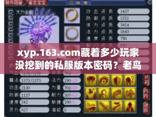 xyp.163.com藏着多少玩家没挖到的私服版本密码?老鸟实测30天揭秘 xyp.163.com藏着多少玩家没挖到的私服版本密码?老鸟实测30天揭秘