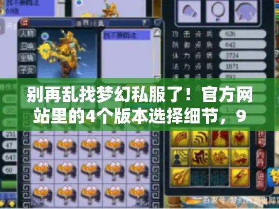 别再乱找梦幻私服了！官方网站里的4个版本选择细节，90%玩家都忽略了