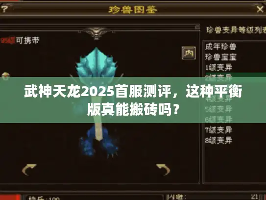 武神天龙2025首服测评,这种平衡版真能搬砖吗? 武神天龙2025首服测评,这种平衡版真能搬砖吗?