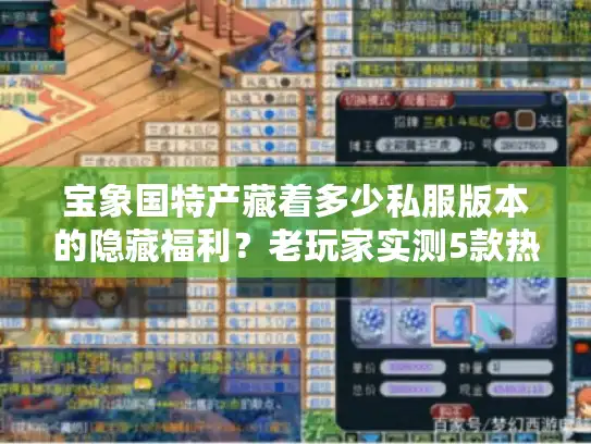 宝象国特产藏着多少私服版本的隐藏福利？老玩家实测5款热门服的爆率与玩法差异