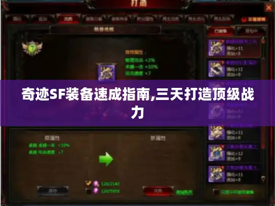 奇迹SF装备速成指南,三天打造顶级战力