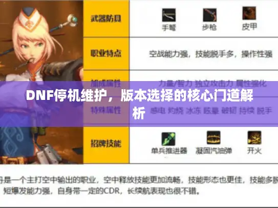 DNF停机维护，版本选择的核心门道解析