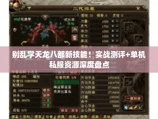别乱学天龙八部新技能！实战测评+单机私服资源深度盘点