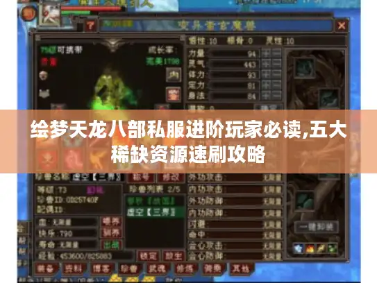 绘梦天龙八部私服进阶玩家必读,五大稀缺资源速刷攻略