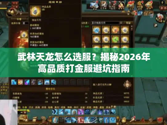 武林天龙怎么选服？揭秘2026年高品质打金服避坑指南
