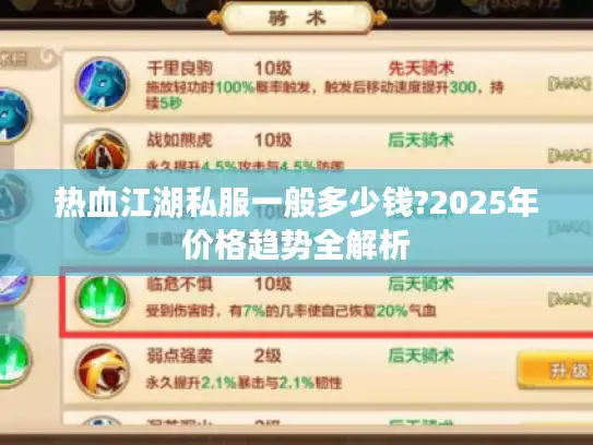 热血江湖私服一般多少钱?2025年价格趋势全解析