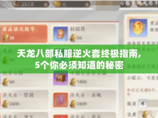 天龙八部私服逆火套终极指南,5个你必须知道的秘密