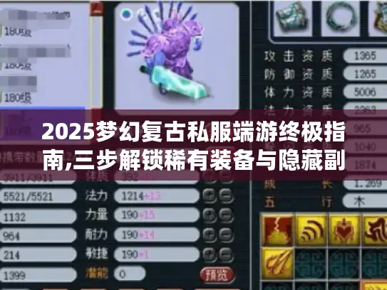 2025梦幻复古私服端游终极指南,三步解锁稀有装备与隐藏副本