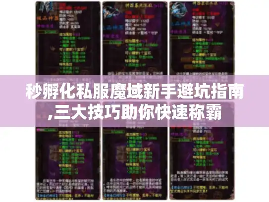秒孵化私服魔域新手避坑指南,三大技巧助你快速称霸