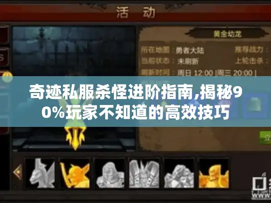 奇迹私服杀怪进阶指南,揭秘90%玩家不知道的高效技巧