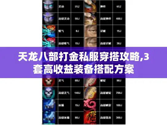 天龙八部打金私服穿搭攻略,3套高收益装备搭配方案