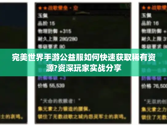 完美世界手游公益服如何快速获取稀有资源?资深玩家实战分享