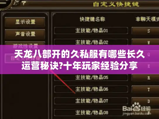 天龙八部开的久私服有哪些长久运营秘诀?十年玩家经验分享