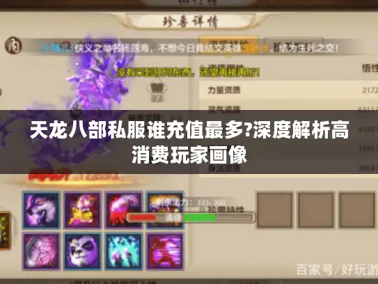 天龙八部私服谁充值最多?深度解析高消费玩家画像 天龙八部私服谁充值最多?深度解析高消费玩家画像