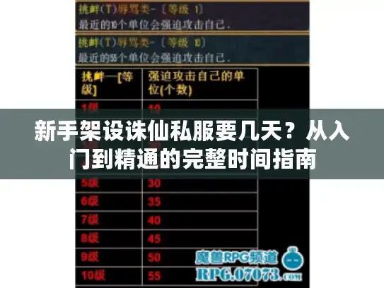 新手架设诛仙私服要几天？从入门到精通的完整时间指南