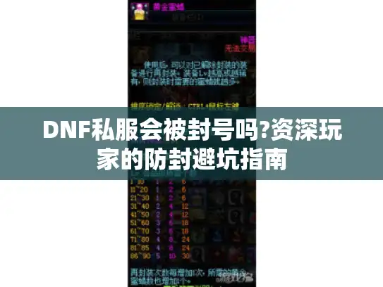 DNF私服会被封号吗?资深玩家的防封避坑指南
