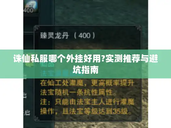 诛仙私服哪个外挂好用?实测推荐与避坑指南