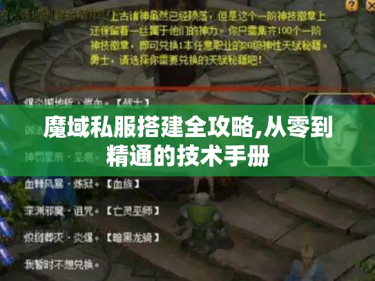 魔域私服搭建全攻略,从零到精通的技术手册