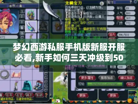梦幻西游私服手机版新服开服必看,新手如何三天冲级到50?