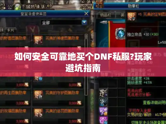 如何安全可靠地买个DNF私服?玩家避坑指南