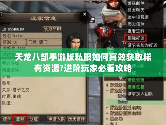 天龙八部手游版私服如何高效获取稀有资源?进阶玩家必看攻略