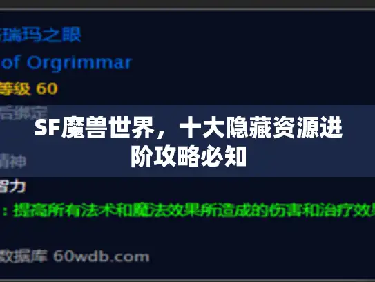 SF魔兽世界，十大隐藏资源进阶攻略必知